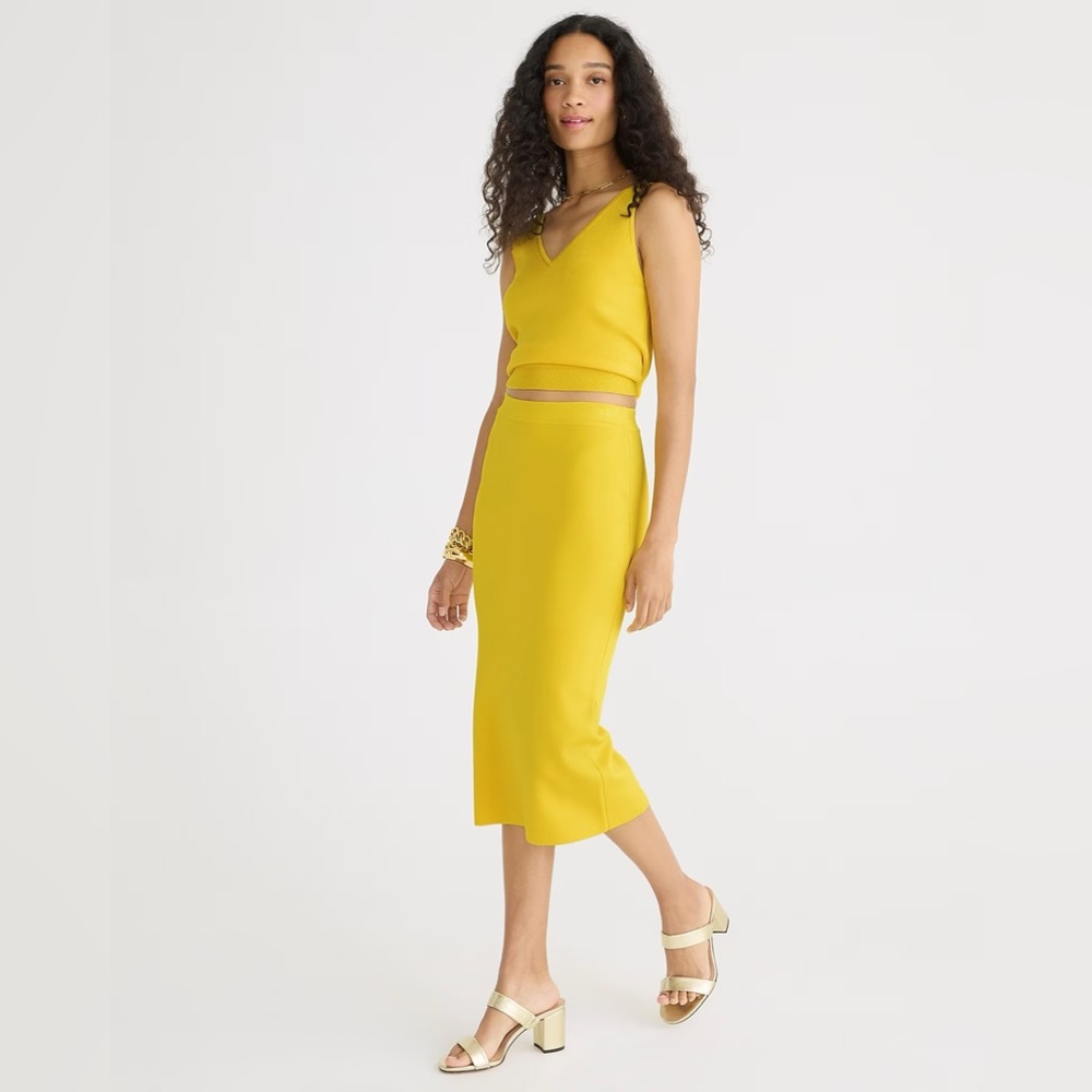 J. Crew Yellow Midi Pencil Skirt